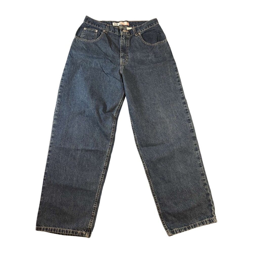 Utility Dark Blue Denim Jeans Straight Leg Relaxed Fit Mens Size 33X30 Casual